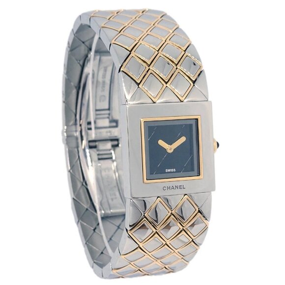 Chanel Matelasse Quartz Watch SS 18KYG N.M.53150 133467